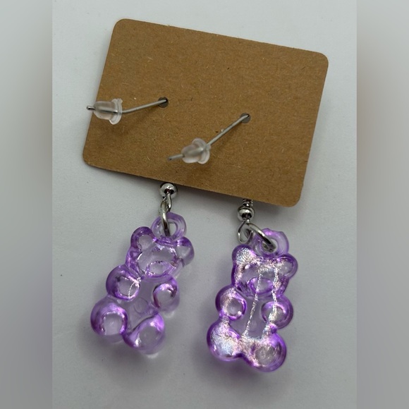 Gummibear Dangle Fashion Earrings purple violet - Picture 2 of 2